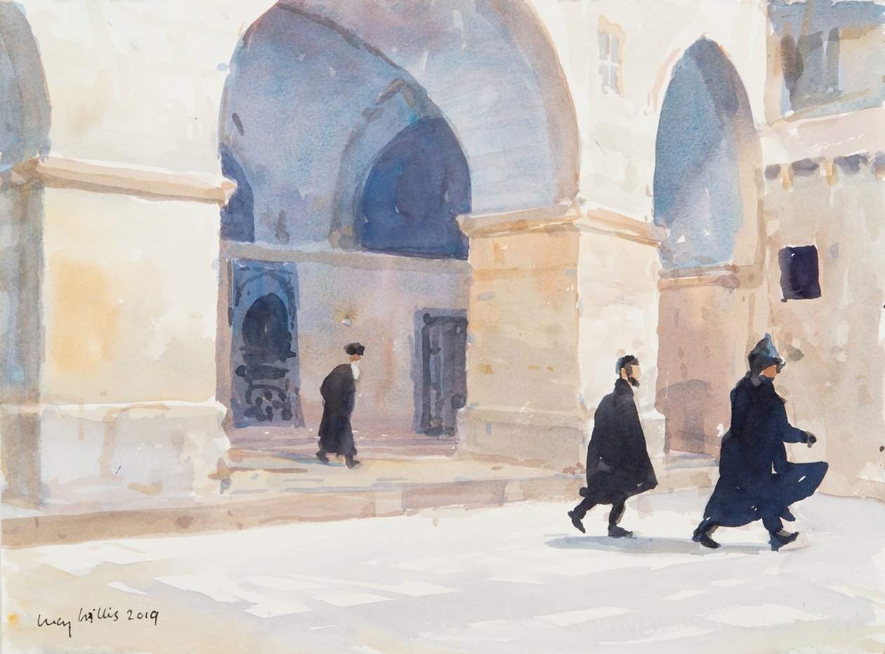 Armenierna, Jerusalem, 2019 (w/c på papper) av Lucy Willis