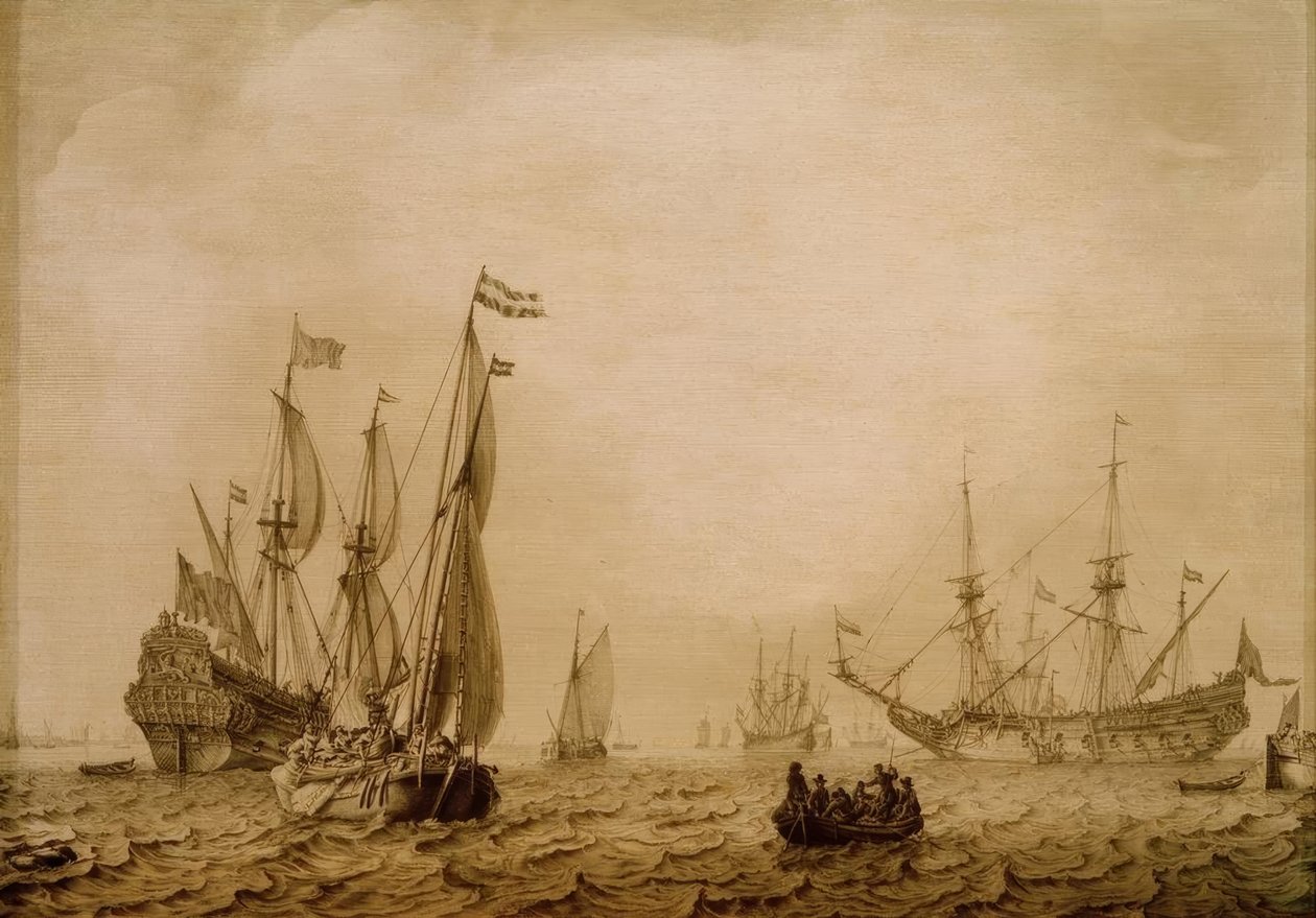 Fartyg i Vlissingen (?) av Ludolf Backhuysen