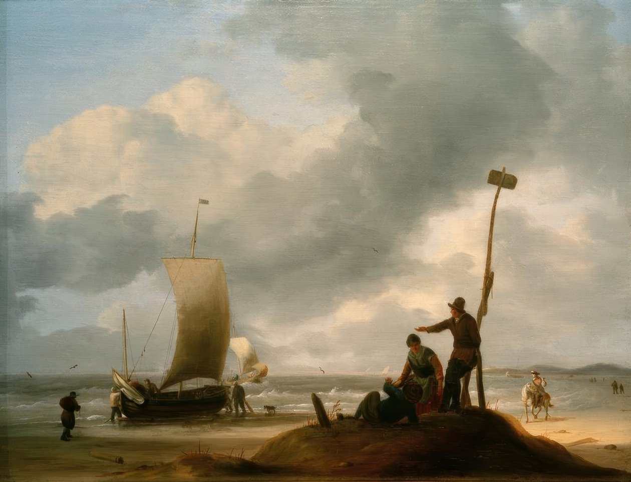 Strand med fiskebåtar av Ludolf Backhuysen