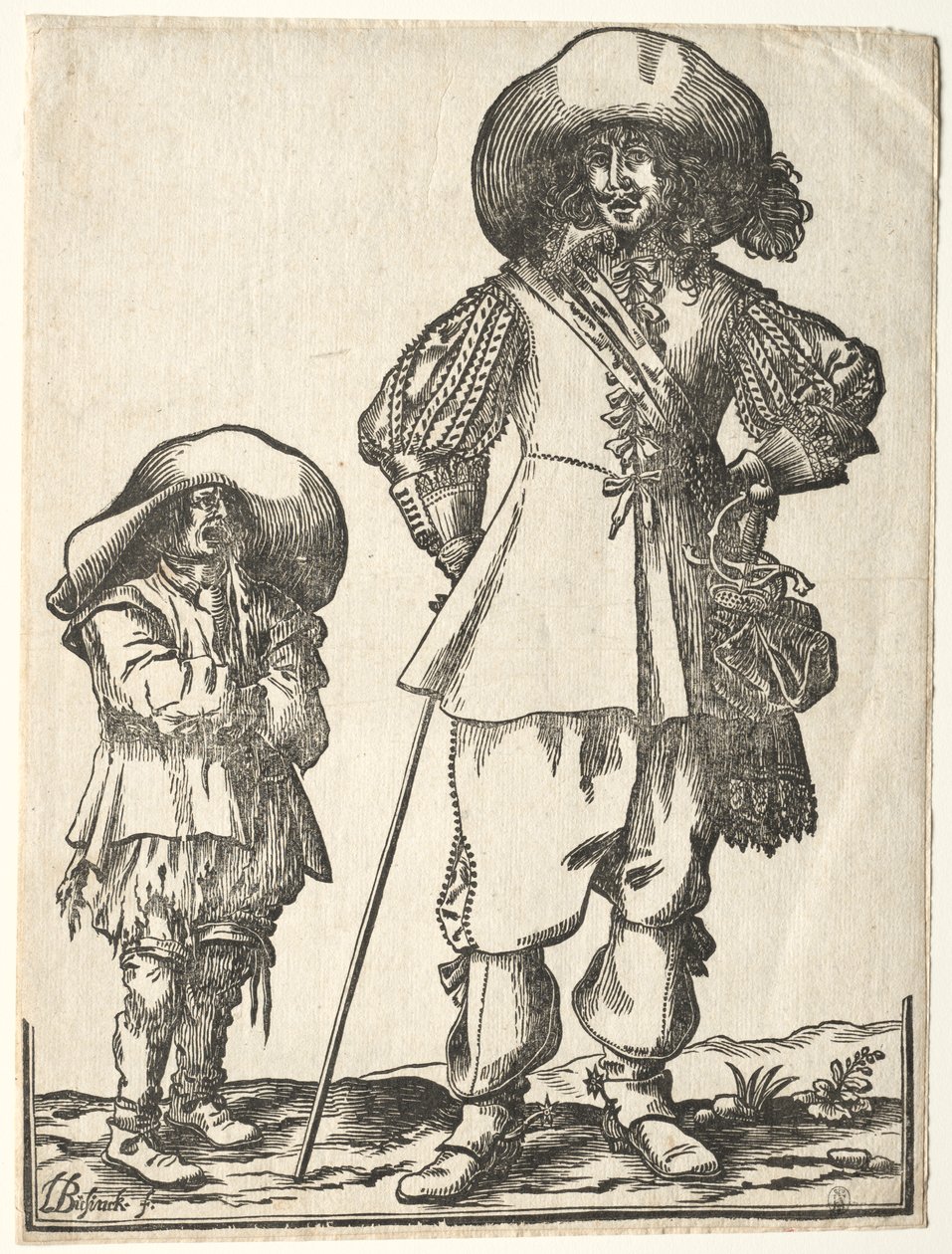 Stående kavaljer och tiggarpojke av Ludolph Büsinck