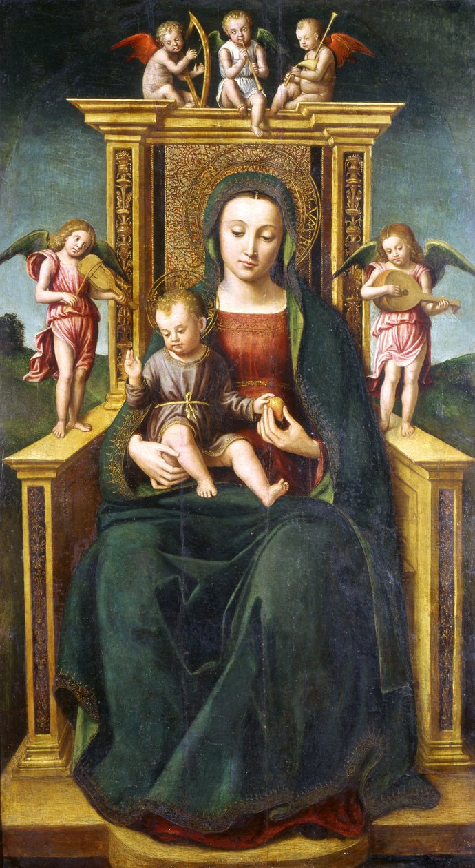 The Virgin and Child Enthroned av Ludovico Brea