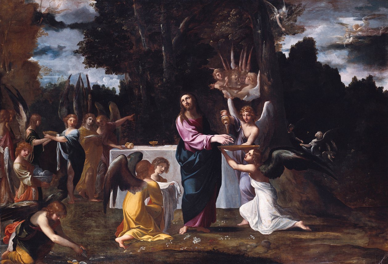Christ in the Wilderness, Served by Angels av Ludovico Carracci