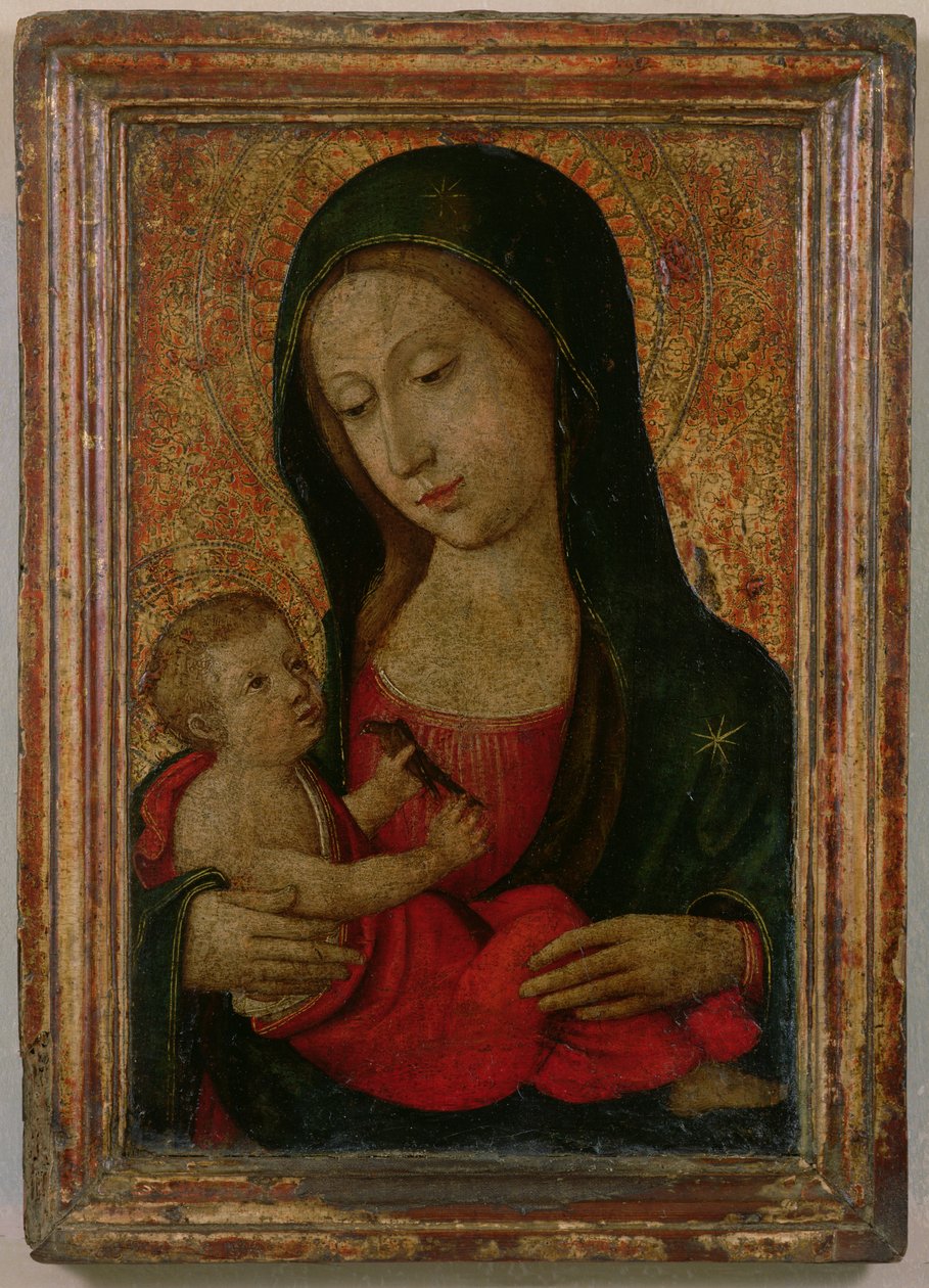 Madonna och barn (tempera på panel) av Ludovico Brea