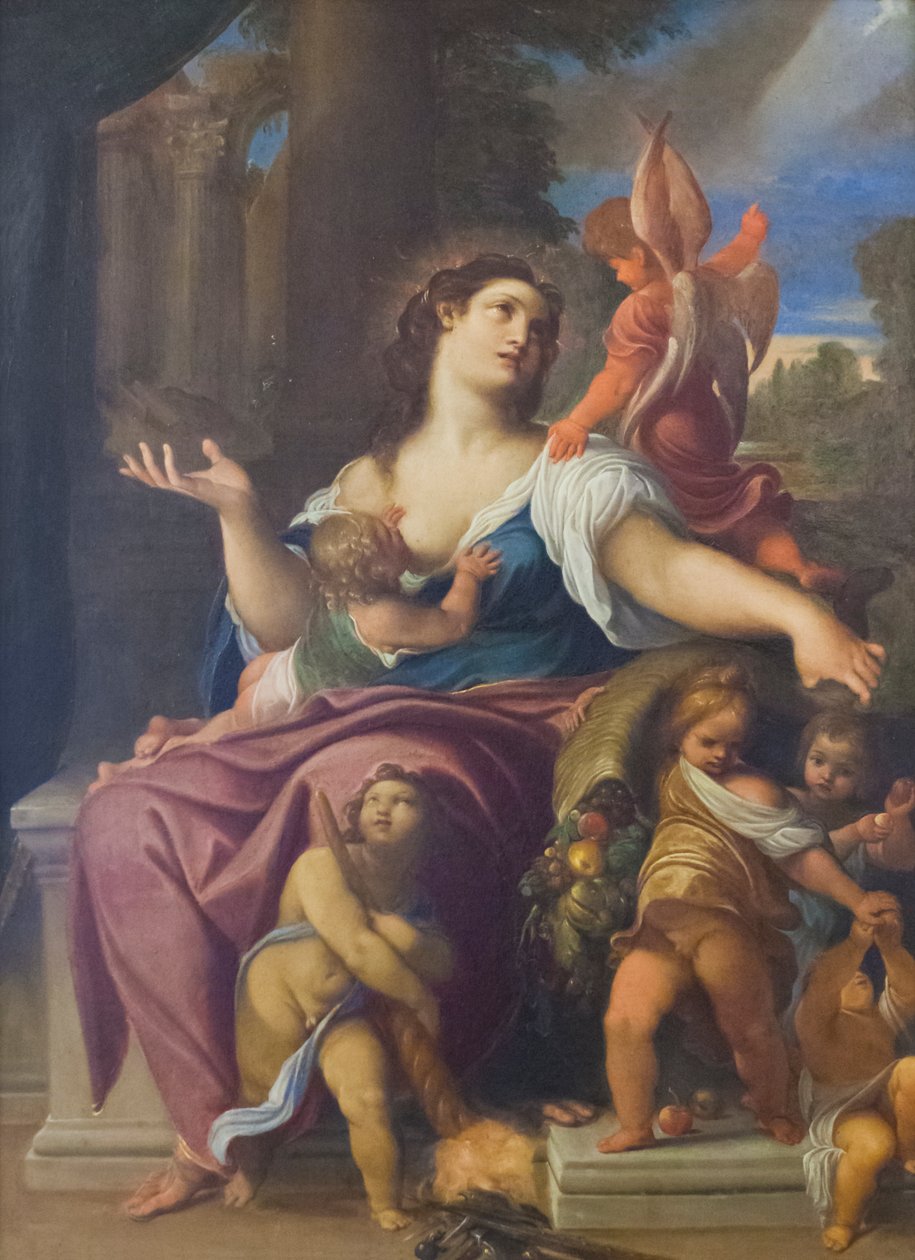 Välgörenhet (olja på duk) av Ludovico Carracci
