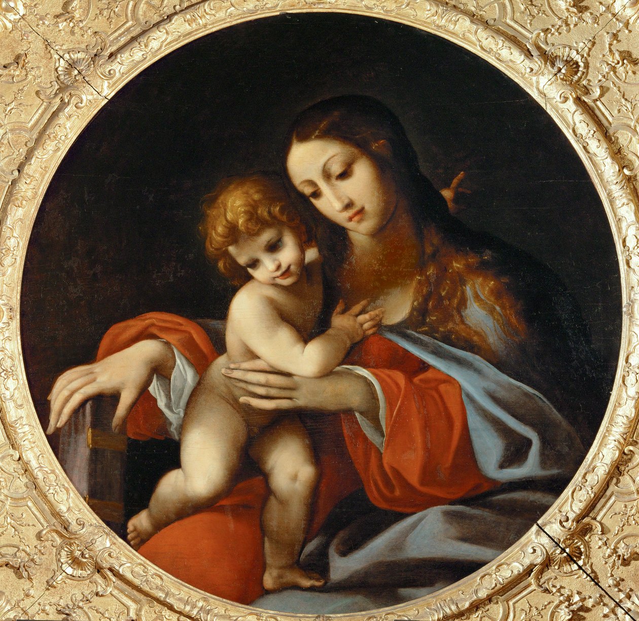 Madonna med barn. Tondo, ... av Ludovico Carracci