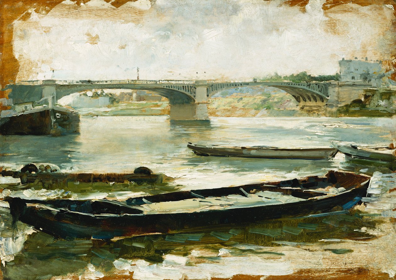 Pråmar på Seine, Paris, av Ludovico Marchetti