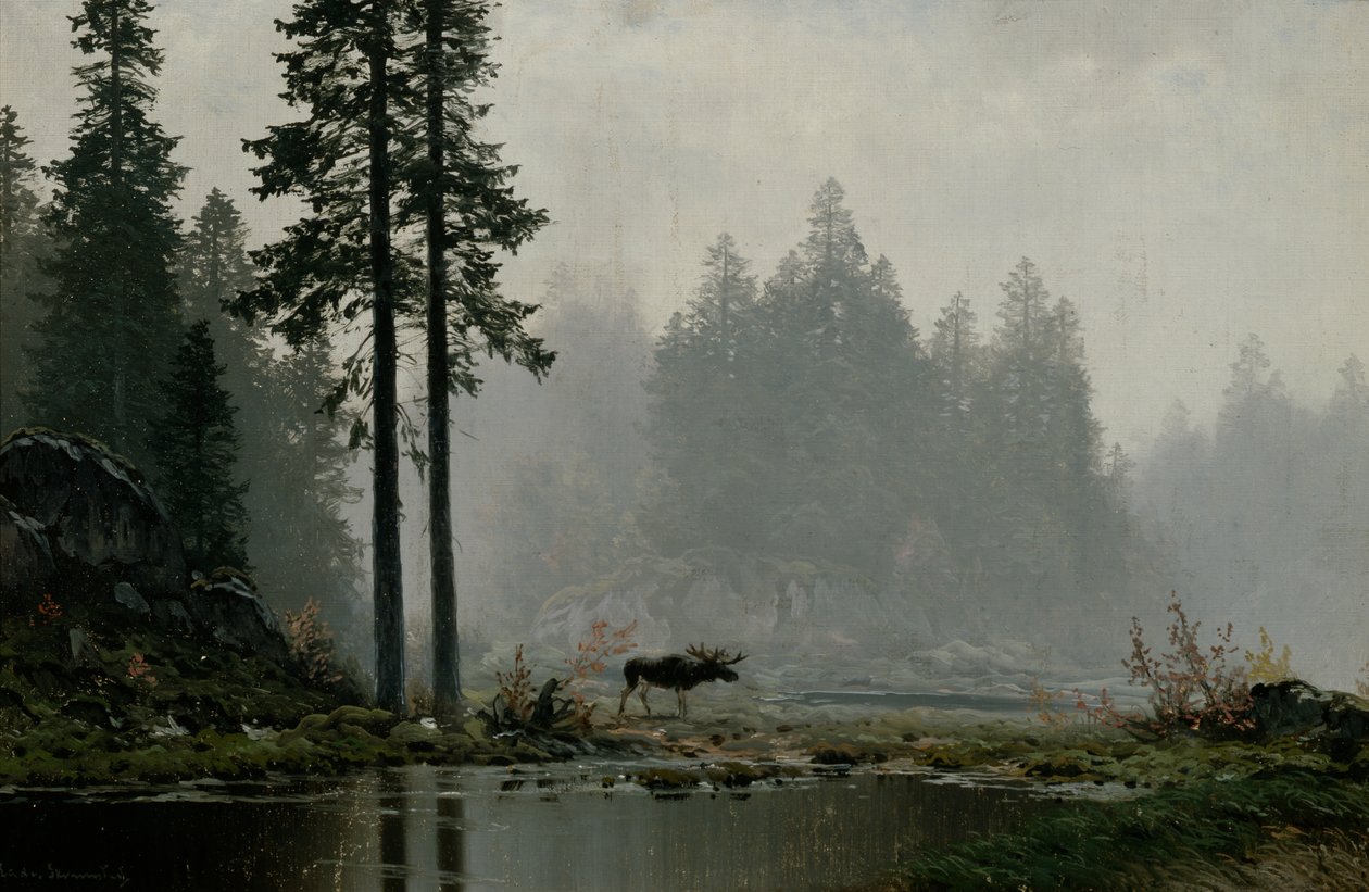 Autumn Fog (olja på duk) av Ludvig Skramstad