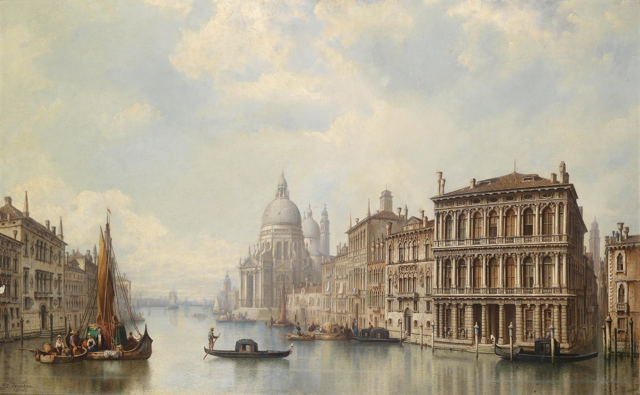 Venedig, utsikt över Santa Maria della Salute av Ludwig Hermann