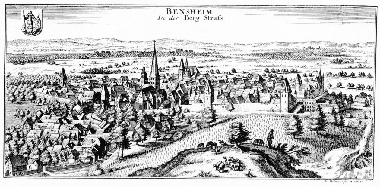 Utsikt över Bensheim av Ludwig Lange