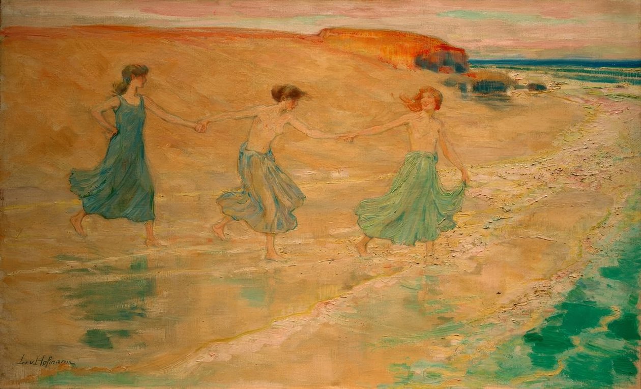 Tre flickor på stranden av Ludwig von Hofmann