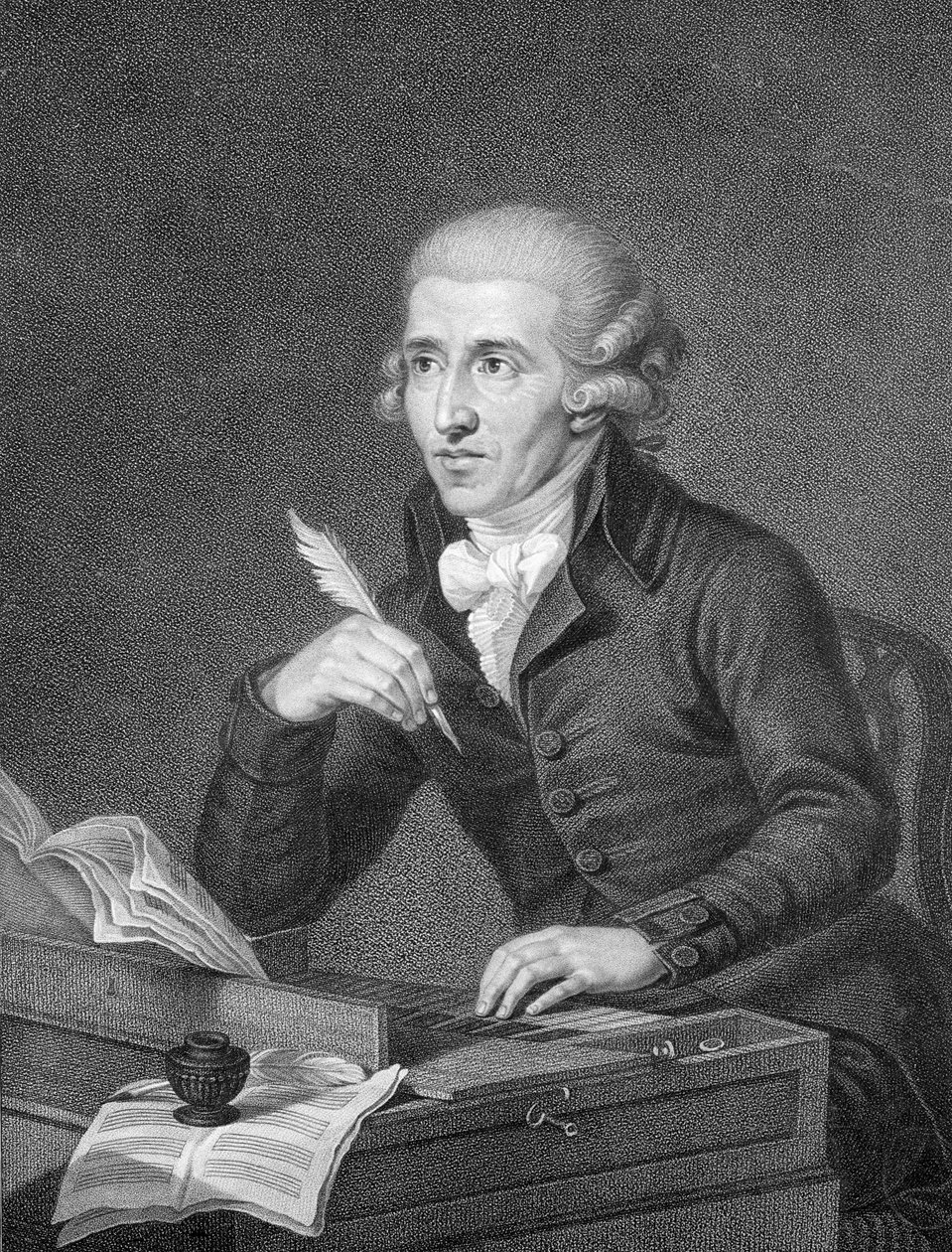 Joseph Haydn (1732-1809) alichonga na Schiavonnetti, 1792 swed av Ludwig Guttenbrunn