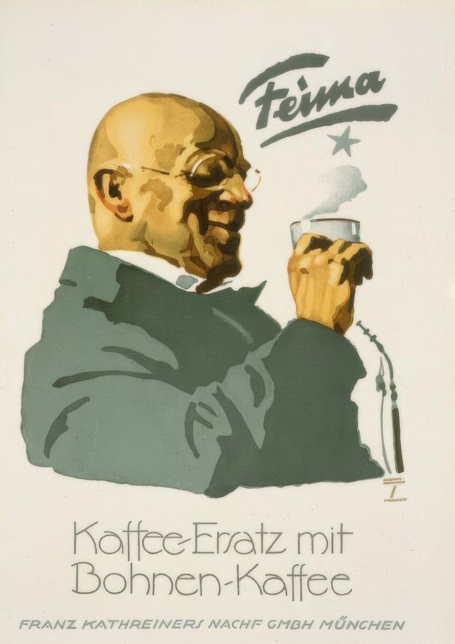 Feima - kaffeersättning med kaffebönor av Ludwig Hohlwein