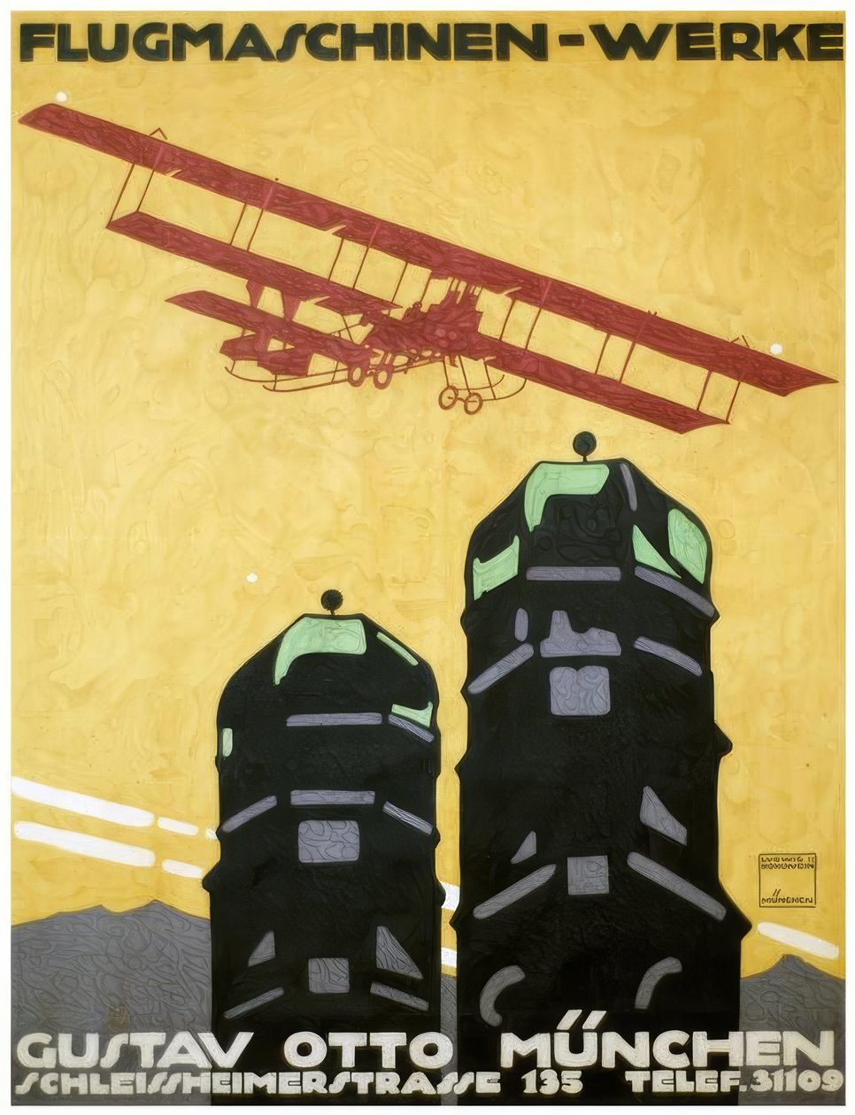 Flygmaskiner - fungerar, Gustav Otto München av Ludwig Hohlwein