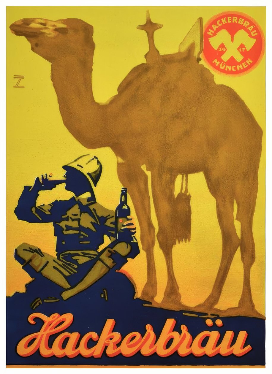 Hackerbräu öl av Ludwig Hohlwein