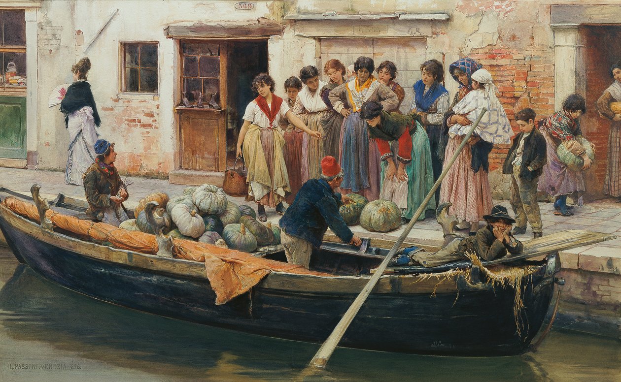 Pumpaförsäljare i Chioggia av Ludwig Johann Passini