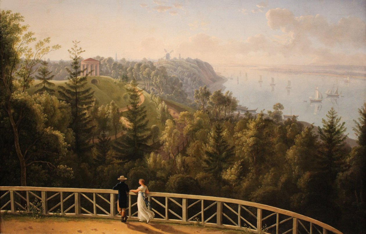 View from Baurs park to Hamburg av Ludwig Philipp Strack