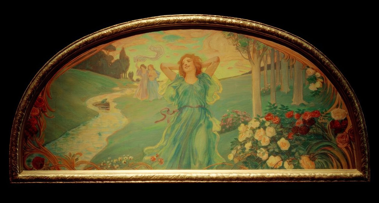 Tre tjejer vid bäcken av Ludwig von Hofmann