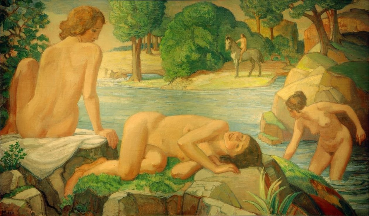Sommar (kvinnor vid dammen) av Ludwig von Hofmann