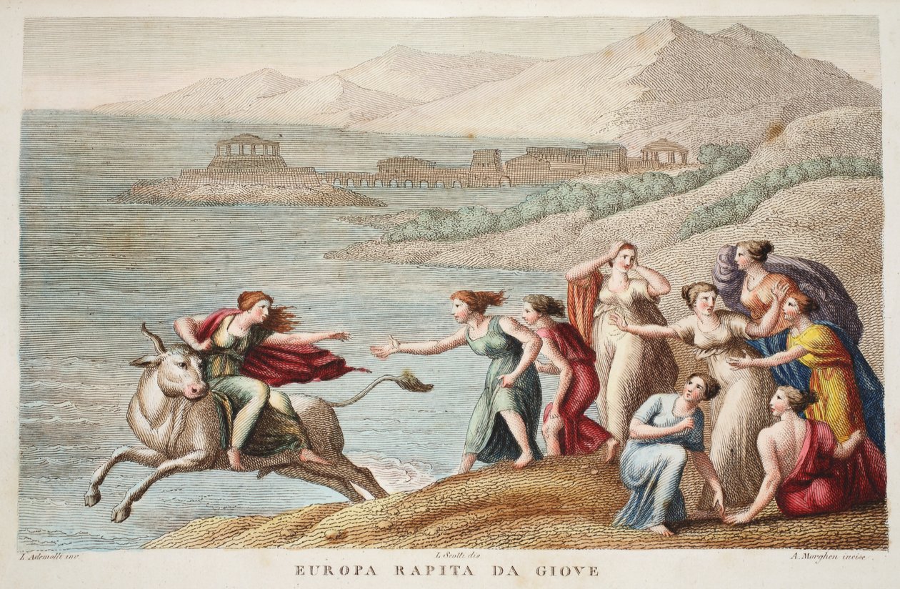 Europa eller Europa Rapita da Giove, illustration från Ovidius
