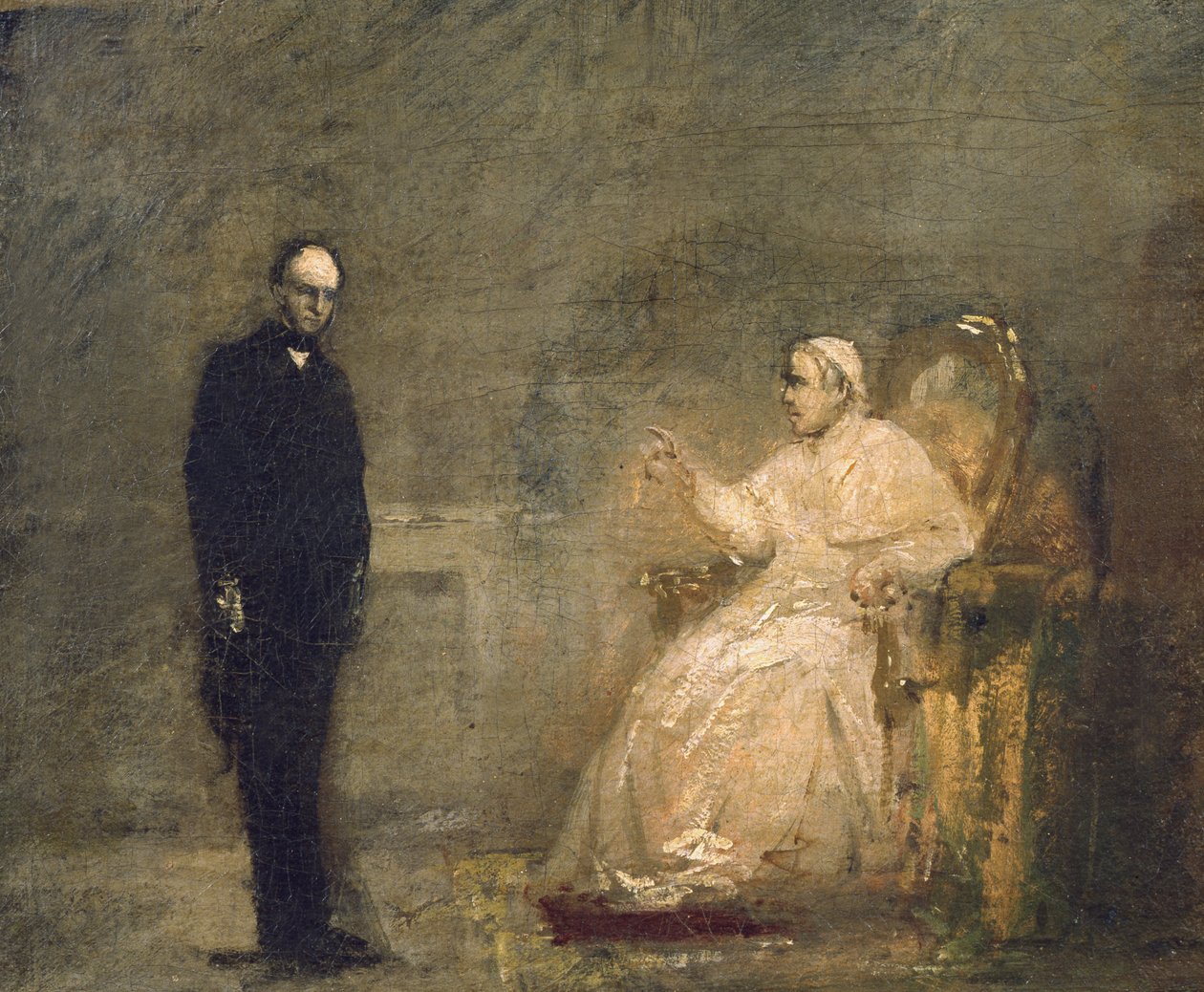 Påven Pius IX och en representant för Risorgimento av Luigi Galli