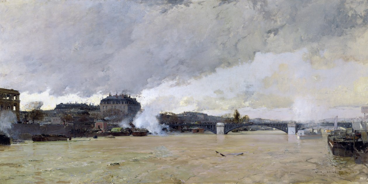 Mafuriko ya Seine, c.1903 swed av Luigi Loir