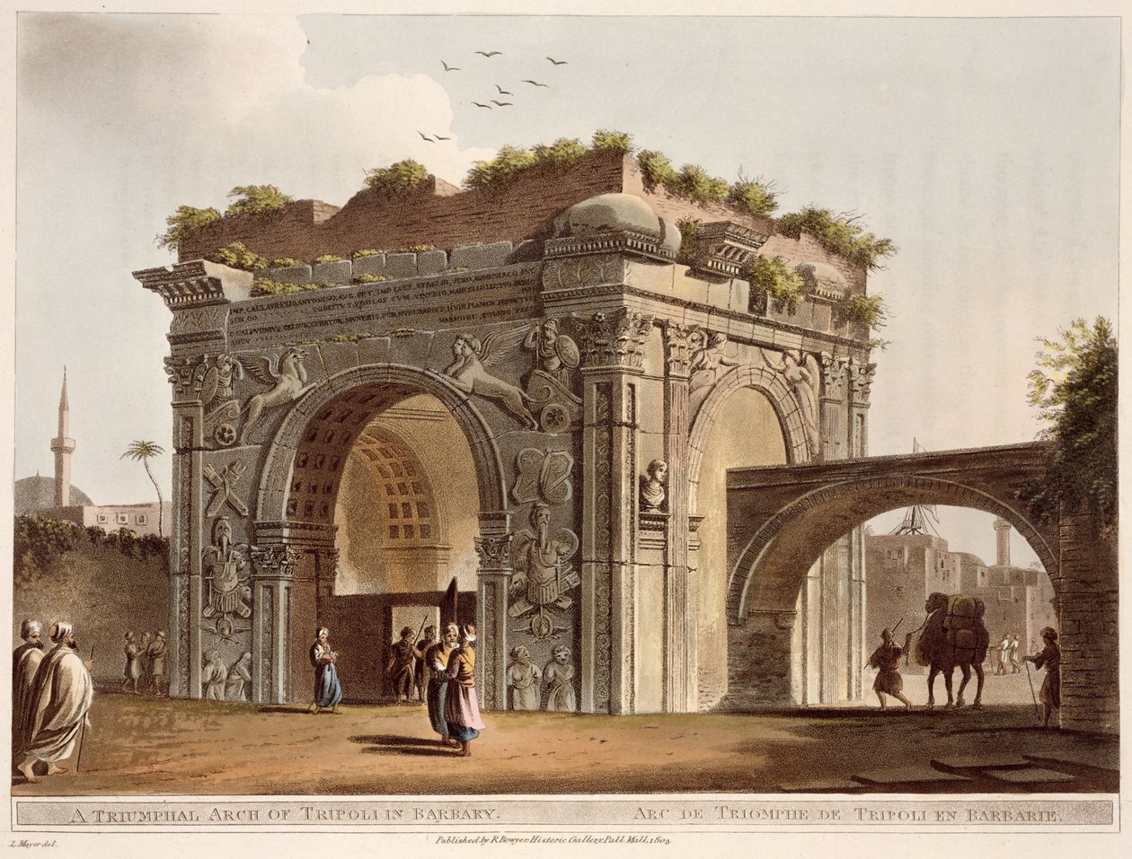 En triumfbåge av Tripoli i Barbary, skylt 24 från "Views in the Ottoman Empire", pub. av Robert Bowyer (1758-1834) 1803 (akvatint) av Luigi Mayer