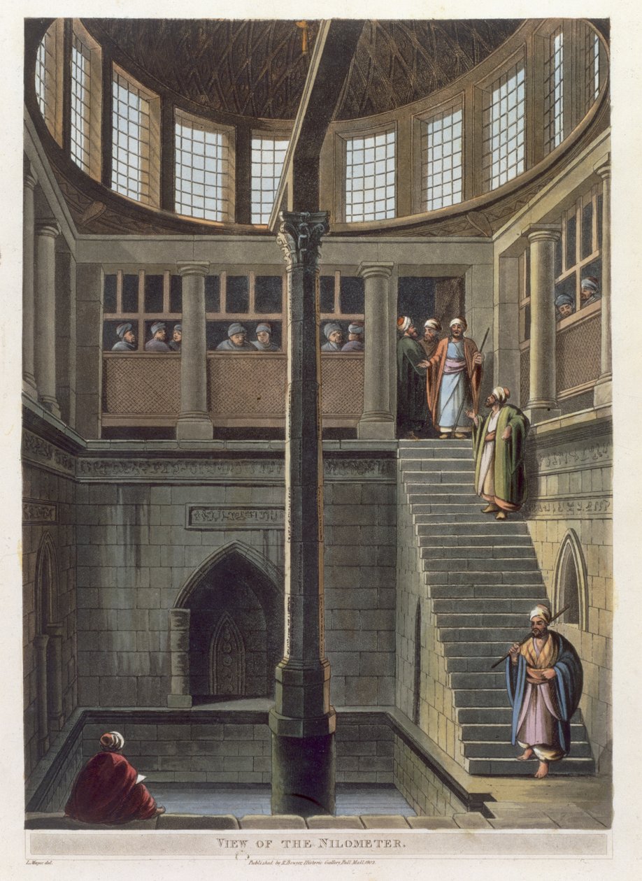 Vy över Nilometern, skylt 2 från "Views of Egypt", graverad av Thomas Milton (1743-1827) pub. av Robert Bowyer (1758-1834) 1802 (akvatint) av Luigi Mayer
