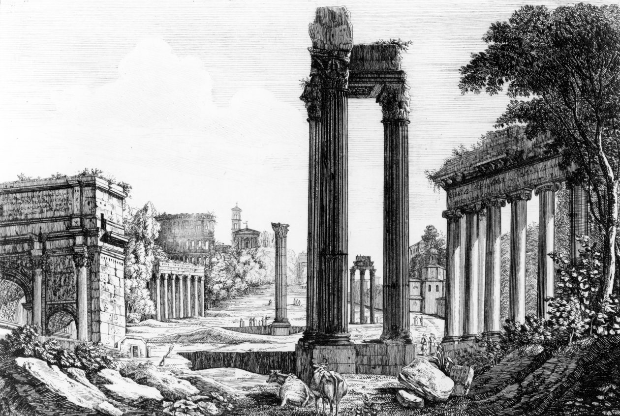 Allmän syn på Forum Romanum, 1817 av Luigi Rossini
