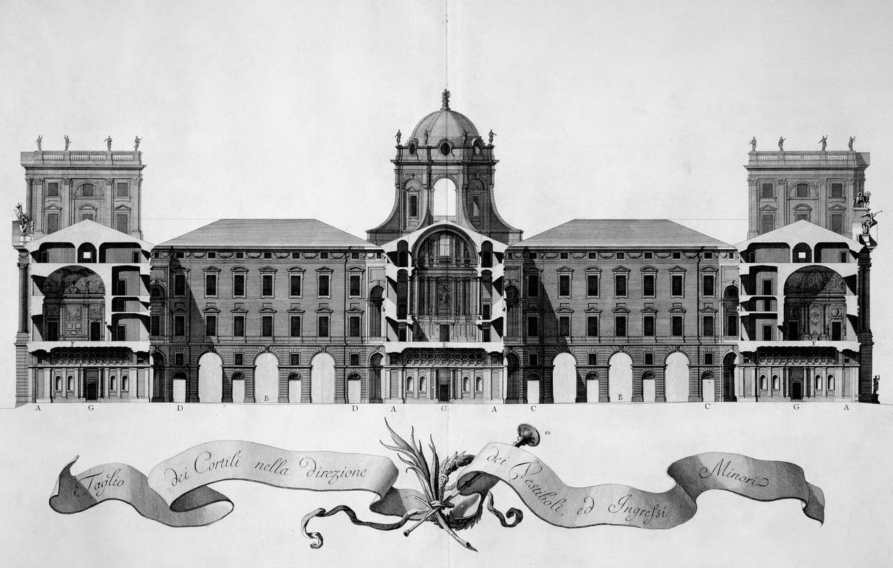 Design för det kungliga palatset i Caserta, 1756 av Luigi Vanvitelli