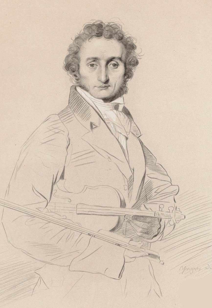 Porträtt av Niccolò Paganini 1782-1840, 1830. av Luigi Calamatta