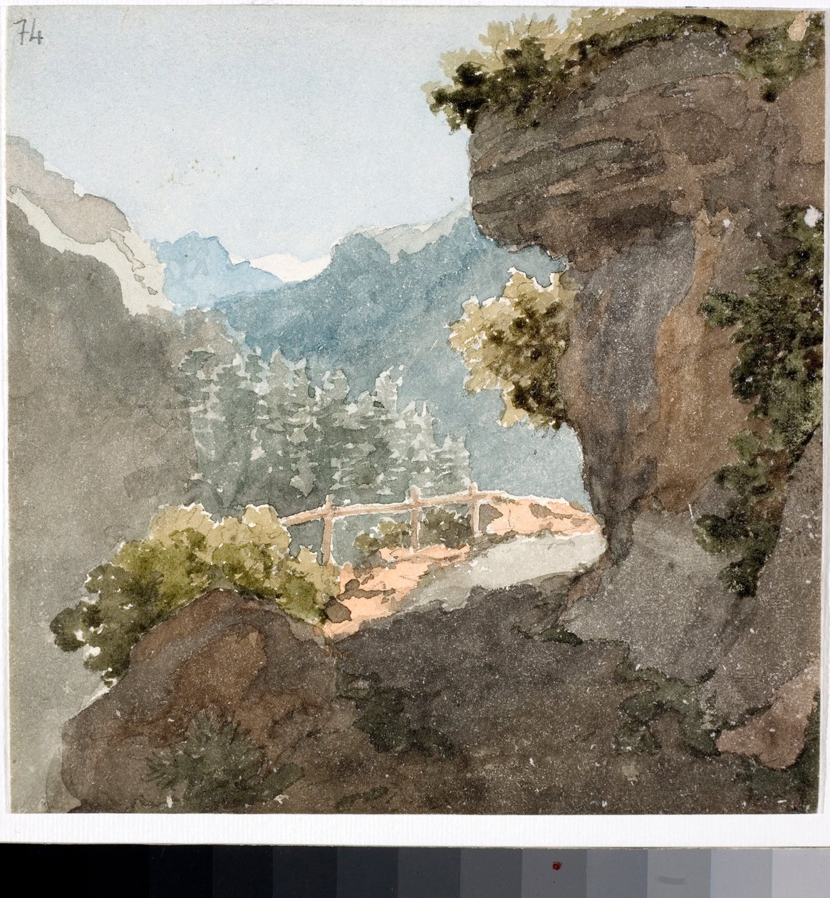 Utsikt över bergsleden (akvarell, ca 1820) av Luigi Garibbo