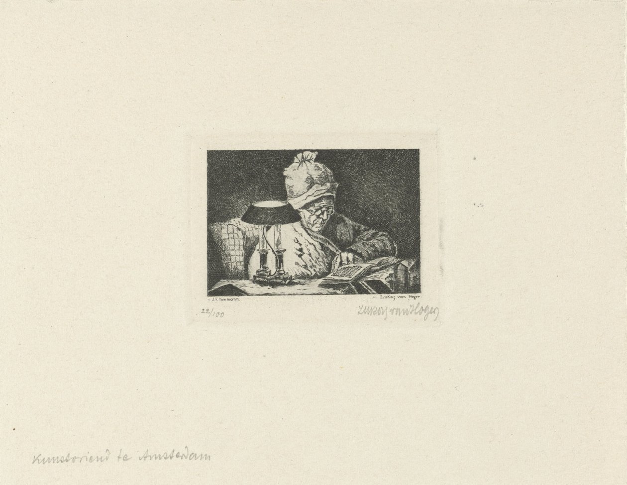 läsande man av Lukas van Hoger (signed by artist)
