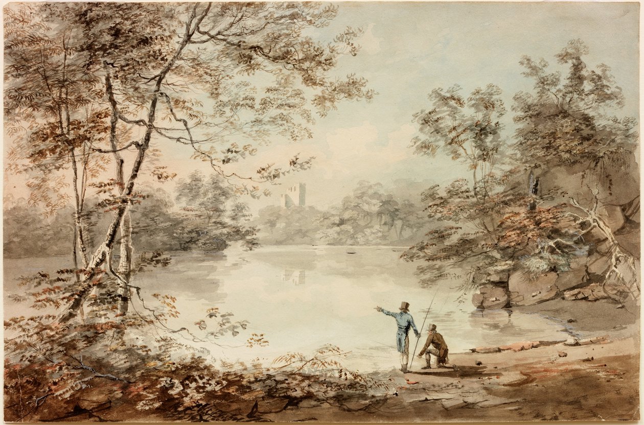 Anglers on the Tyne at Bywell (kroppsfärg) av Luke Clennell