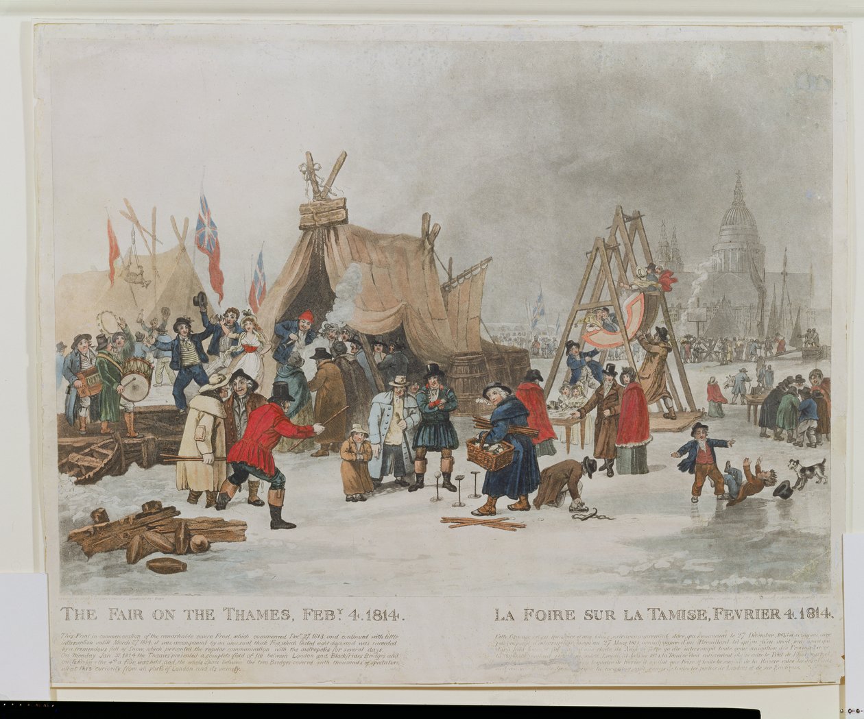 Mässan på Themsen, 4 februari 1814, graverad av Reeve (akvatint) av Luke Clennell