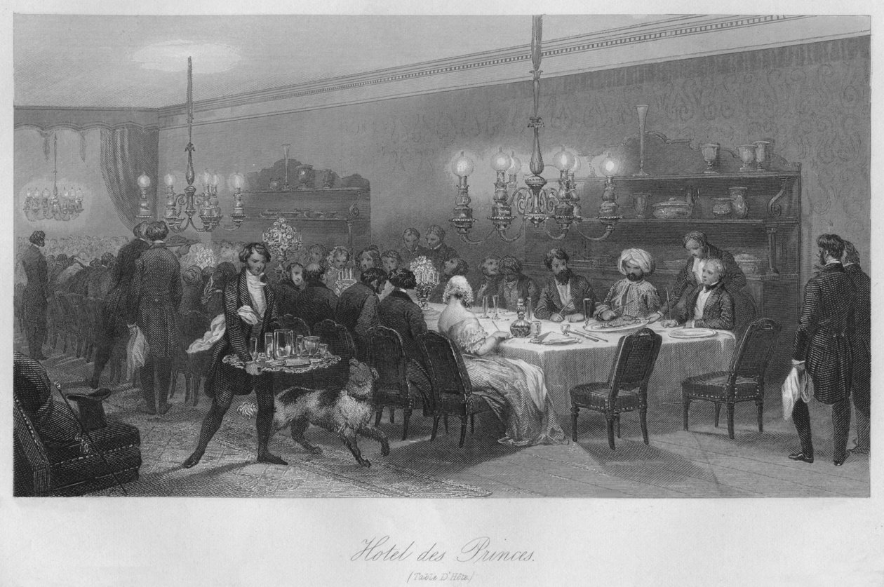 Hotel des Princes. Tabell DHote, c1843 av Lumb Stocks
