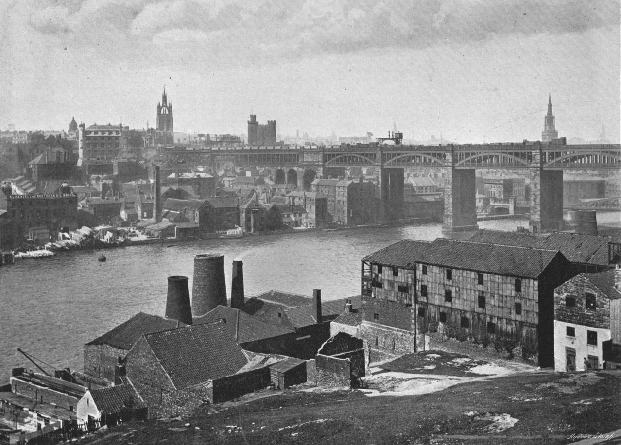 Newcastle-on-Tyne, från Rabbit Banks, c1900 av M. Aunty