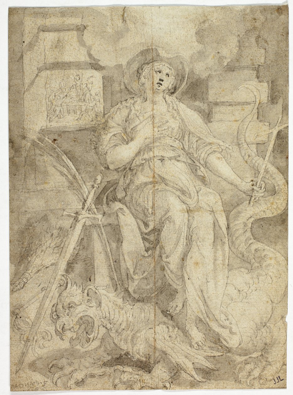 Studie för Saint Margaret av Maarten de Vos