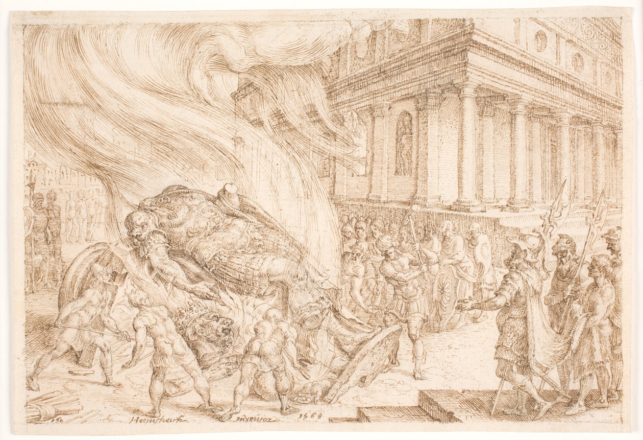 Jehu förstör Baals hus av Maarten van Heemskerck
