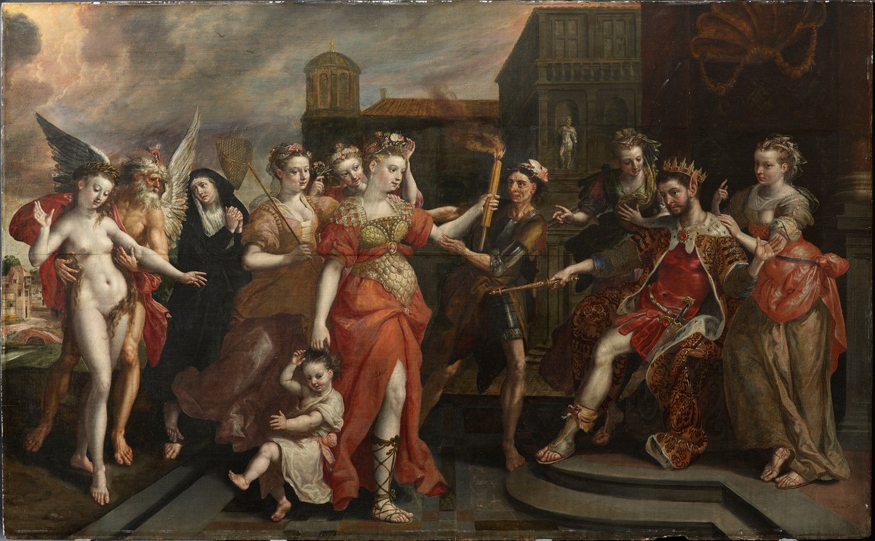 The Calumny of Apelles, slutet av 1590-talet. av Maerten Vos de