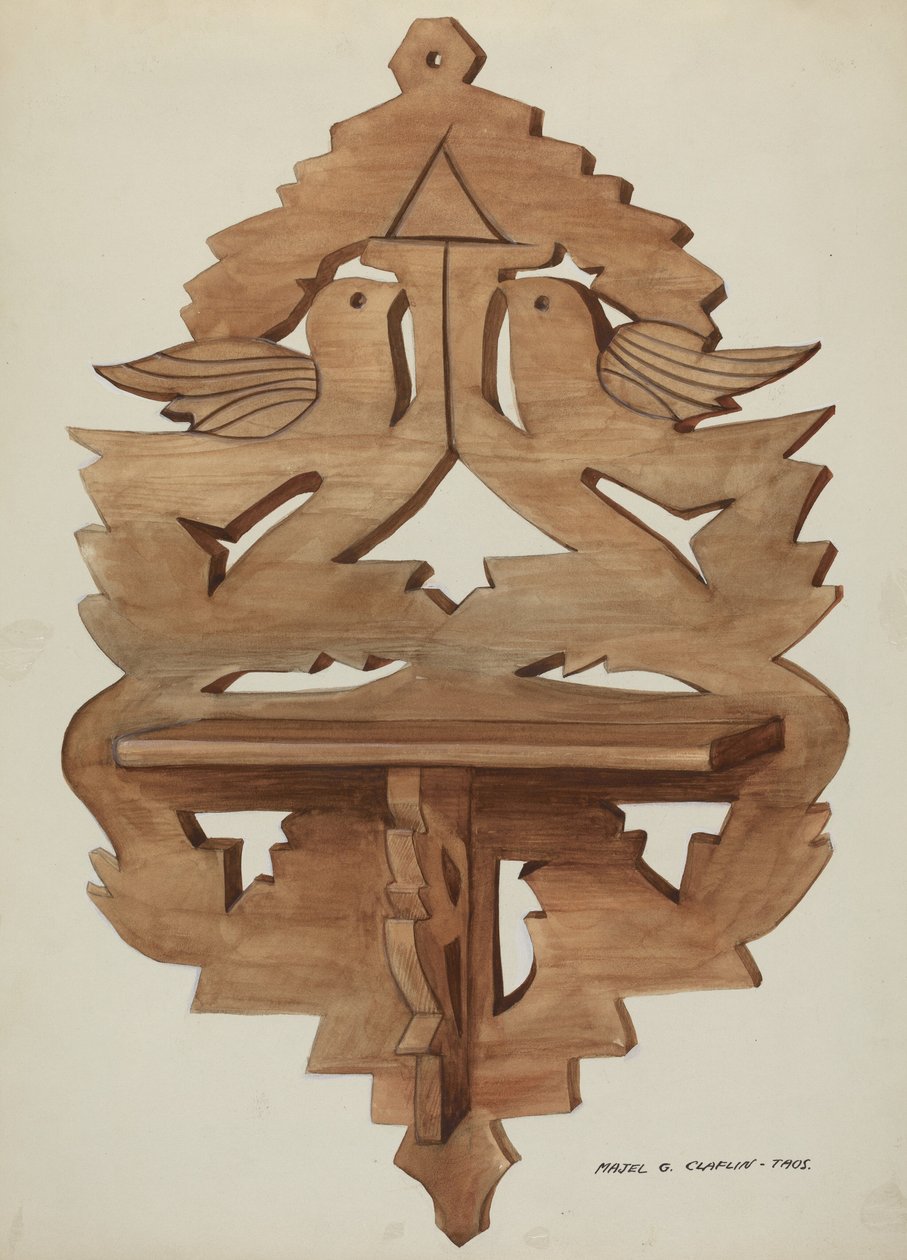 Hängande vägghylla, ca. 1937. av Majel G. Claflin