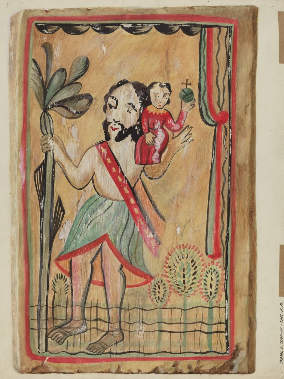Retablo - San Christopher, 19351942. av Majel G. Claflin