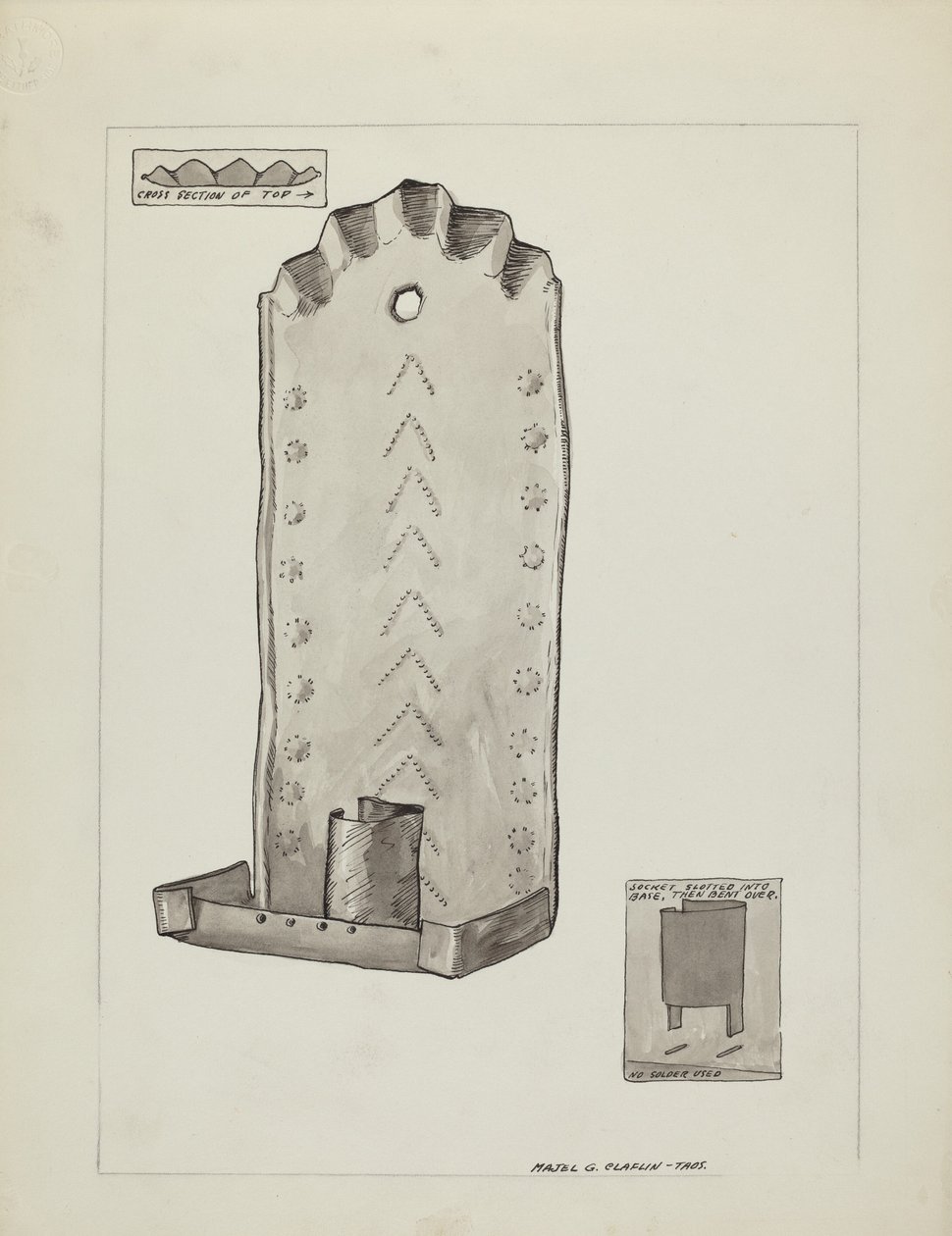 Plåtljuslampa, 19351942. av Majel G. Claflin