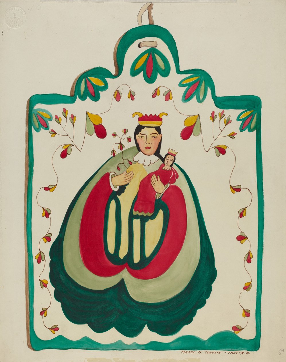 Altartavla i trä, Sankt Antonius, ca. 1937. av Majel G. Claflin
