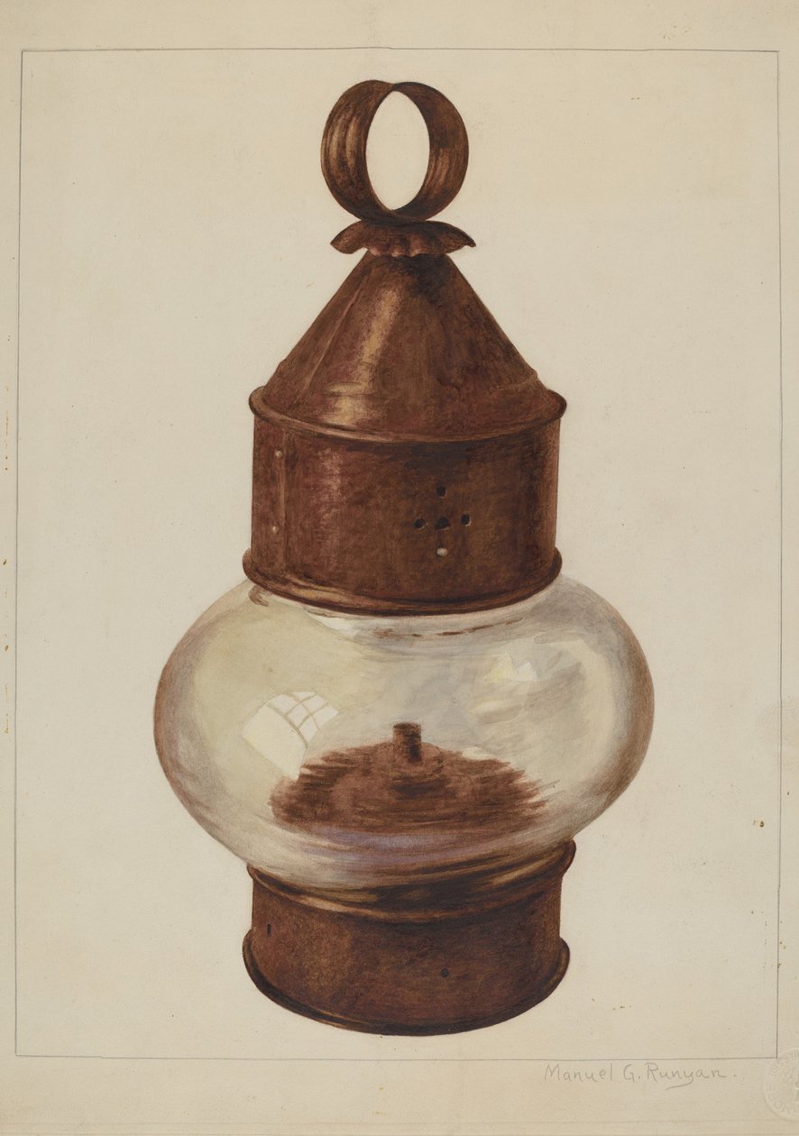 Gatuhängande lampa, ca. 1938. av Manuel G. Runyan