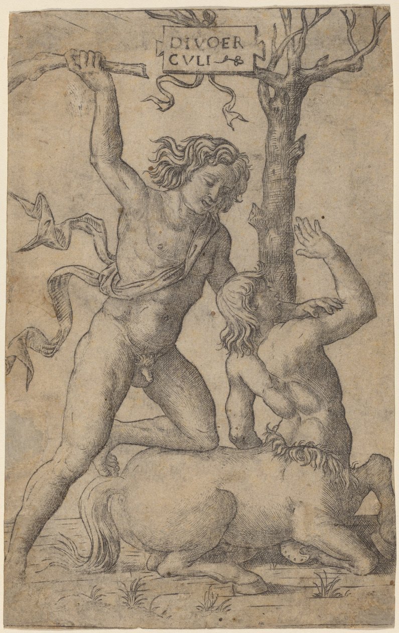 Hercules och Nessus av Marcantonio Raimondi