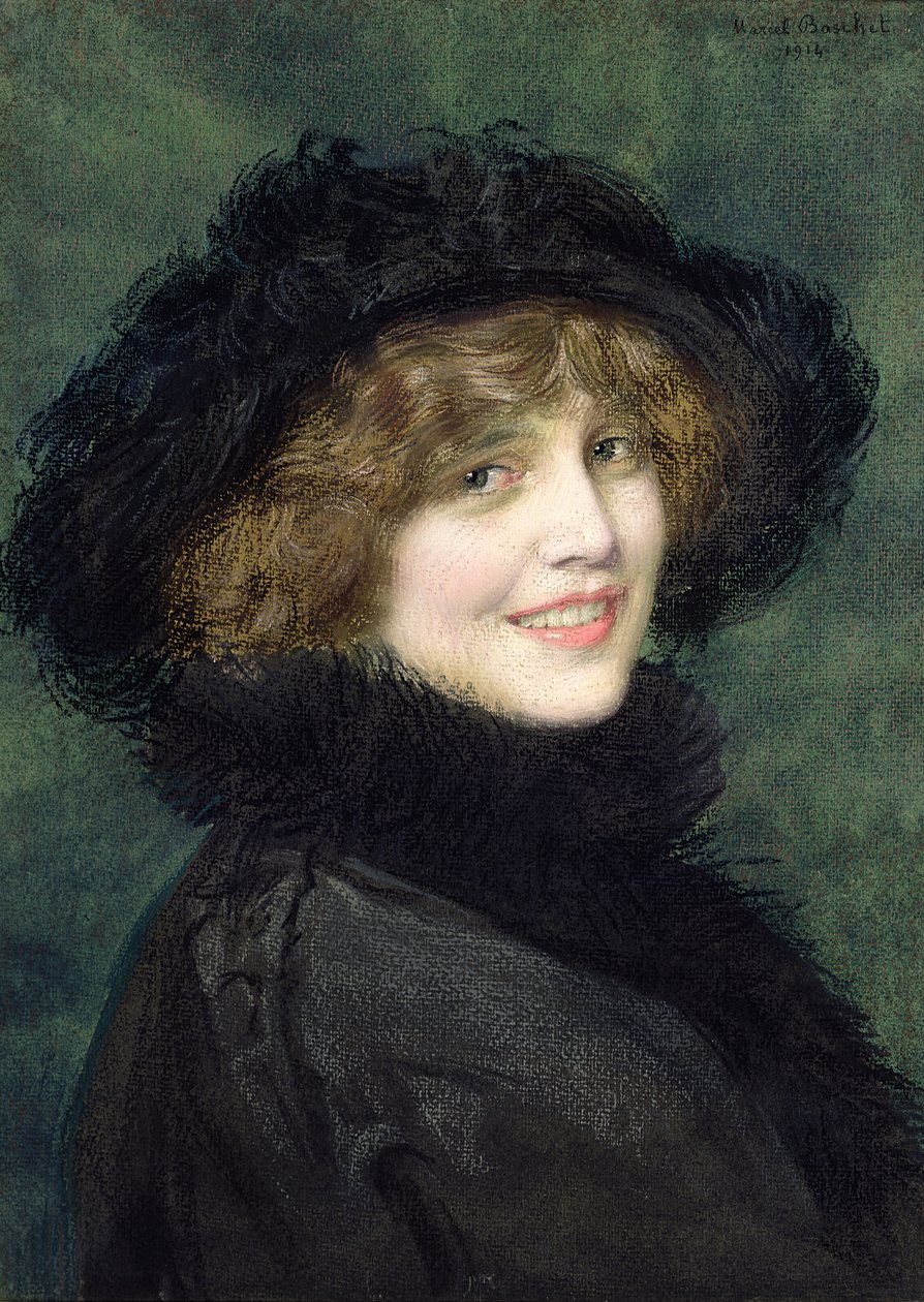 Porträtt av Madame Ryan, född Arlette Warrain, 1914 (pastellfärgad på papper) av Marcel Andre Baschet