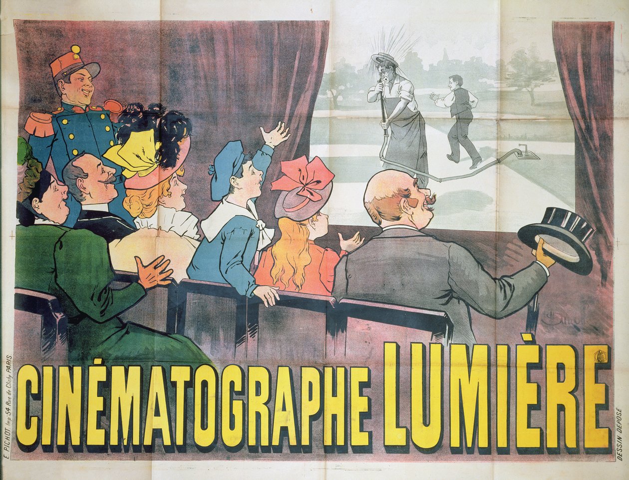 "The Waterer Watered", reklamaffisch för Cinematographe Lumiere, 1896 av Marcelin Auzolle