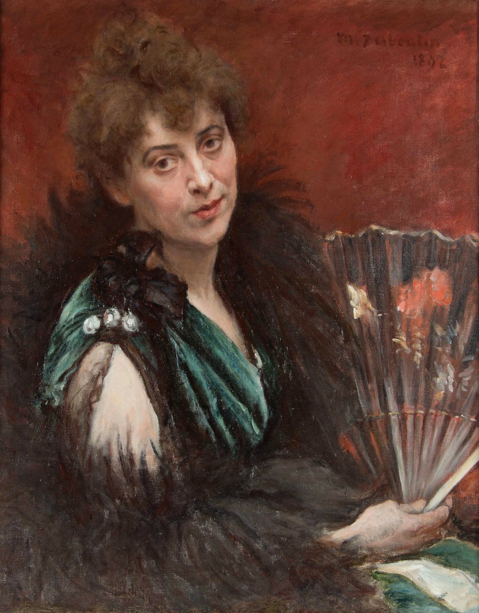 Kvinna med fläkt, 1892. av Marcellin Gilbert Desboutin