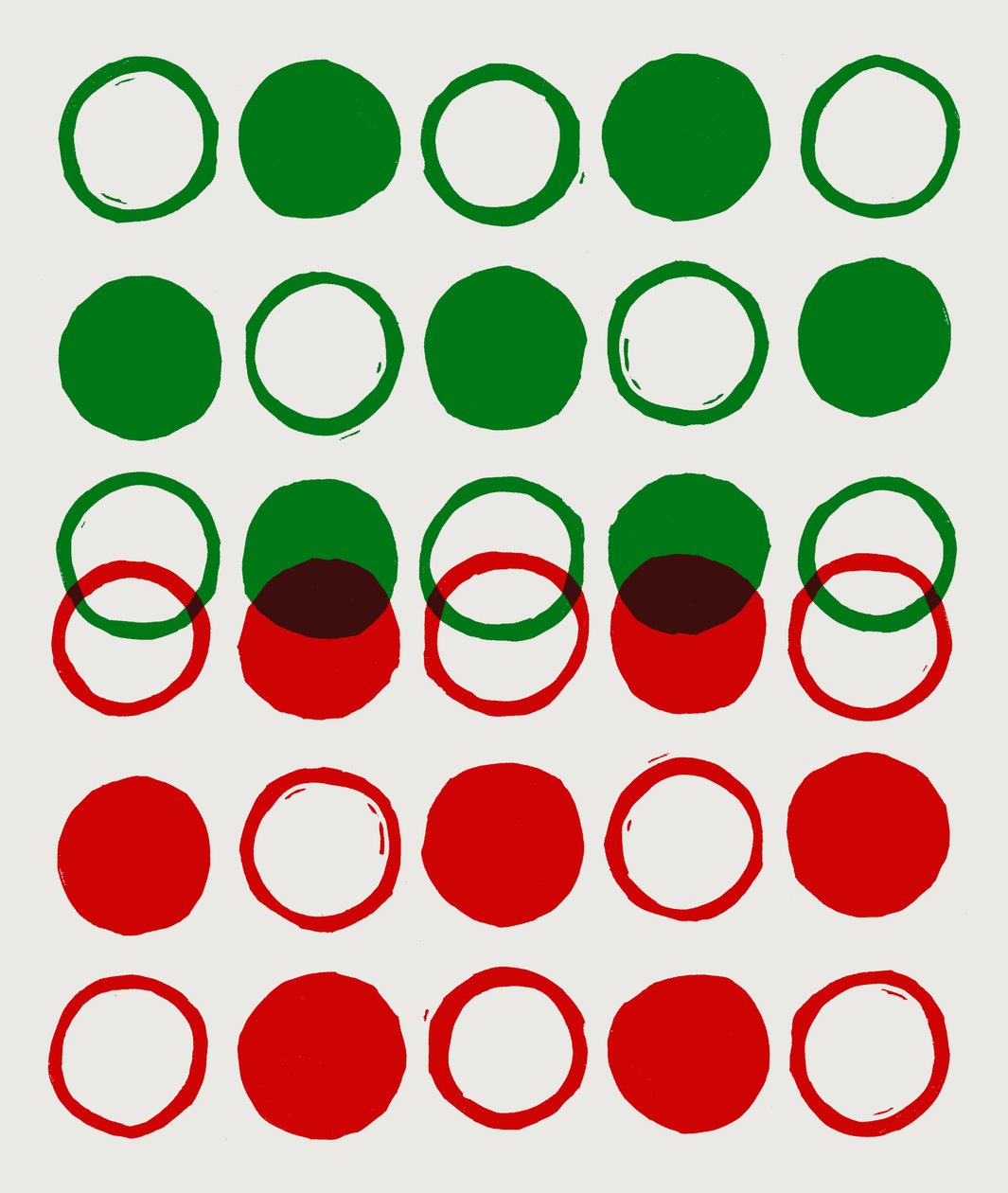 Prickar, cirklar, 2023 (linoleum på papper) av Marco Campedelli