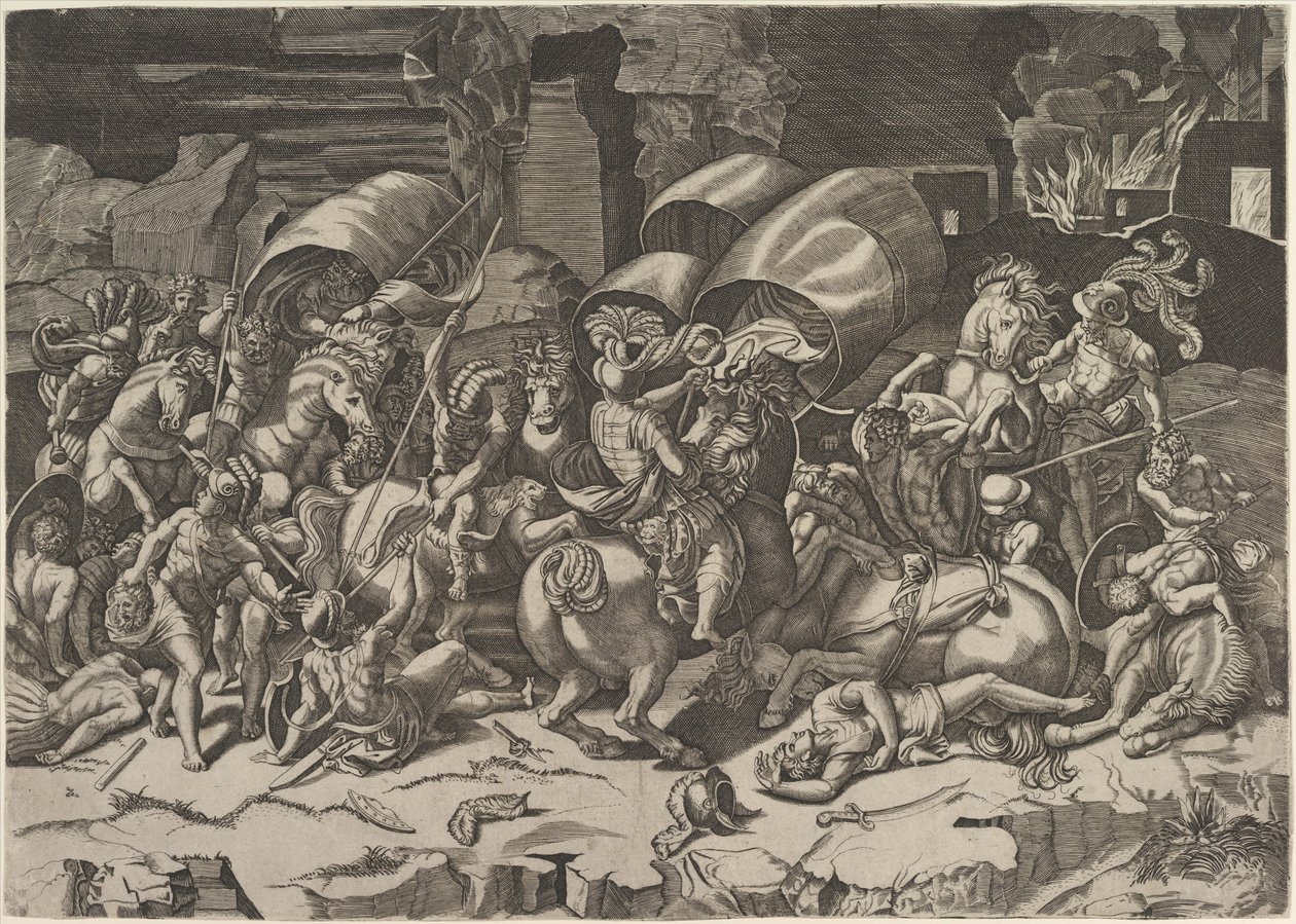 Strid med en Cutlass, ca. 1515-27. av Marco Dente
